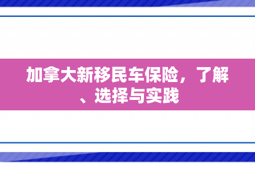 加拿大新移民车保险，了解、选择与实践