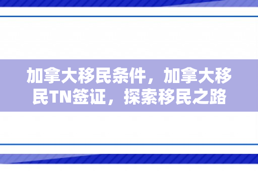 加拿大移民条件，加拿大移民TN签证，探索移民之路与机遇