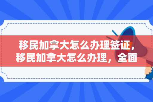 移民加拿大怎么办理签证，移民加拿大怎么办理，全面指南