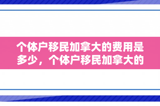 个体户移民加拿大的费用是多少，个体户移民加拿大的全面指南