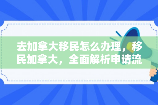 去加拿大移民怎么办理，移民加拿大，全面解析申请流程与注意事项