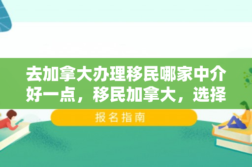 去加拿大办理移民哪家中介好一点，移民加拿大，选择优质中介的关键要素