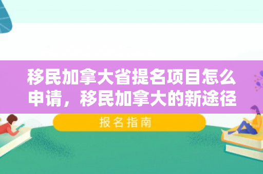 移民加拿大省提名项目怎么申请，移民加拿大的新途径，省提名计划