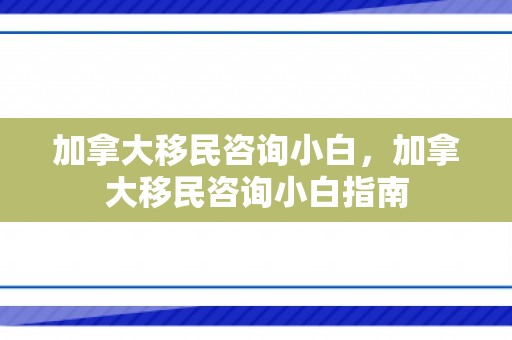 加拿大移民咨询小白，加拿大移民咨询小白指南