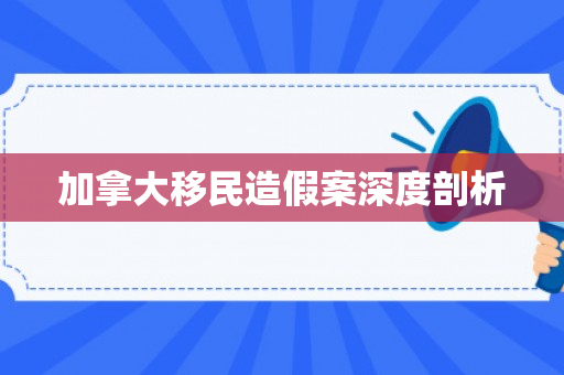 加拿大移民造假案深度剖析